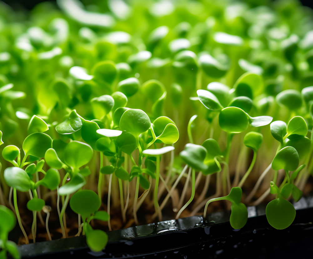 Verse broccoli cress microgreens van dichtbij